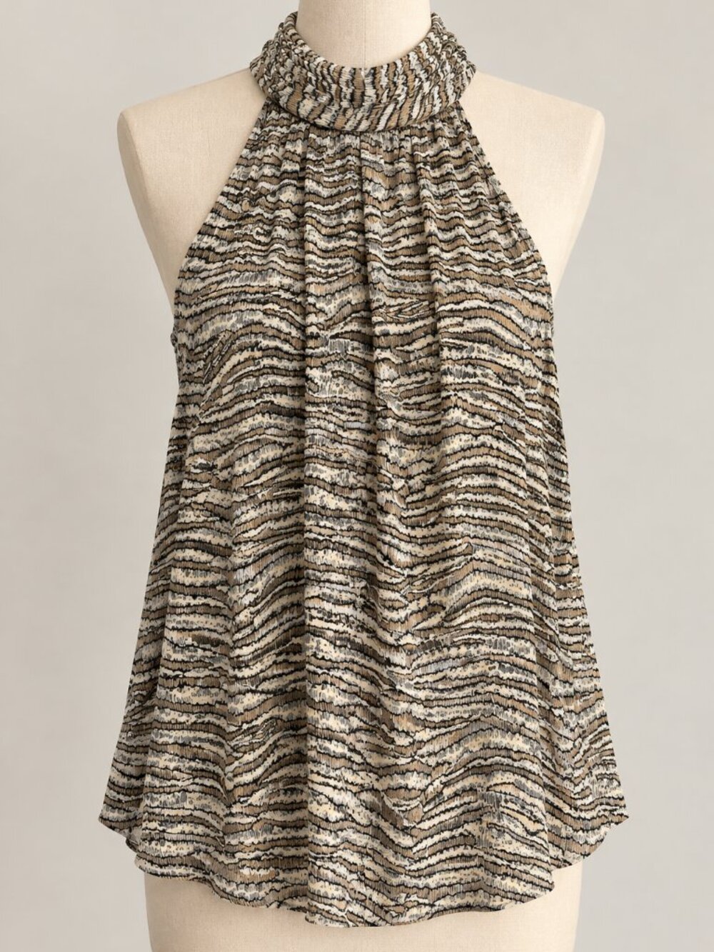 C089 Joie "Erola" Zebra Print High-Neck Halter Top